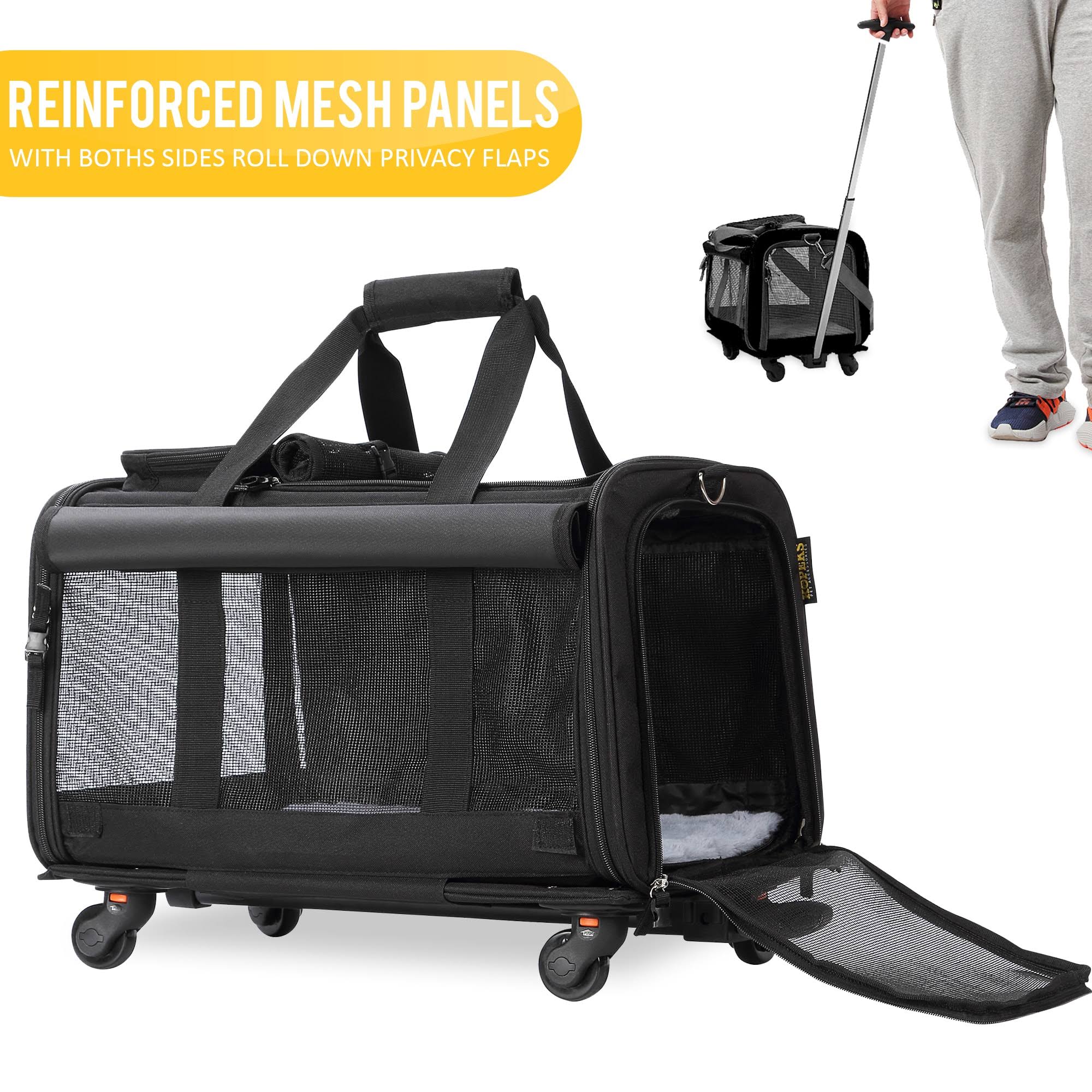 Kopeks Pet Carrier with Detachable Wheels for Small and Medium Dogs & Cats - Black K4459