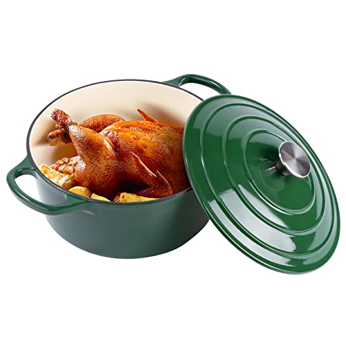 Miereirl 6 Quart Enameled Cast Iron Dutch Oven with Lid, Dark Blue P867