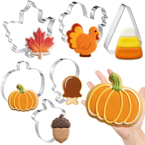 6 Pcs Large Christmas Cookie Cutters Stainless Steel Baking Molds M8080