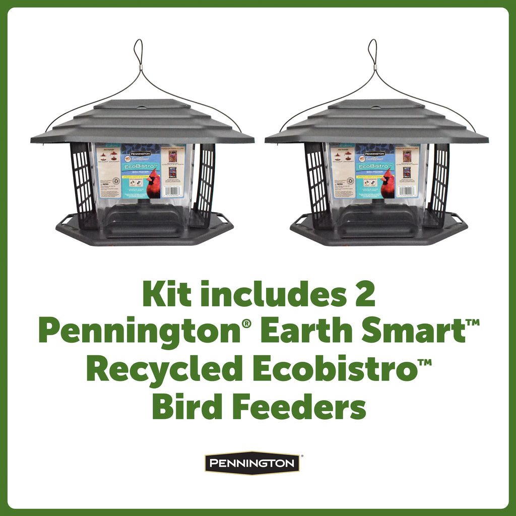 Pennington Earth Smart Gray Recycled Resin EcoBistro Wild Bird Hopper Feeder 2 Pack A51041