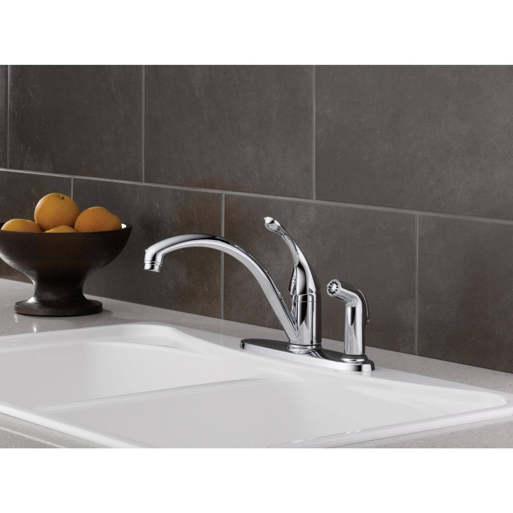 Delta 340-DST Collins Single Handle Kitchen Faucet with Integral Spray Chrome R64014