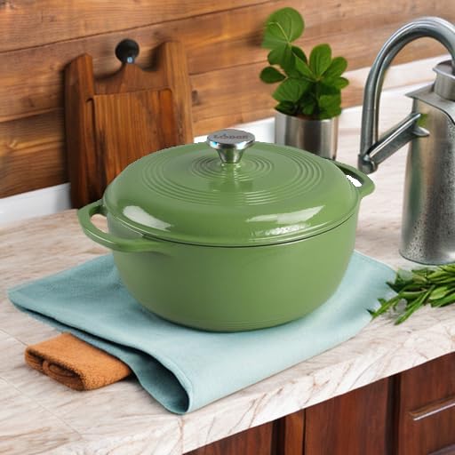 Lodge 6 Quart Enameled Cast Iron Dutch Oven with Lid, Indigo A835868