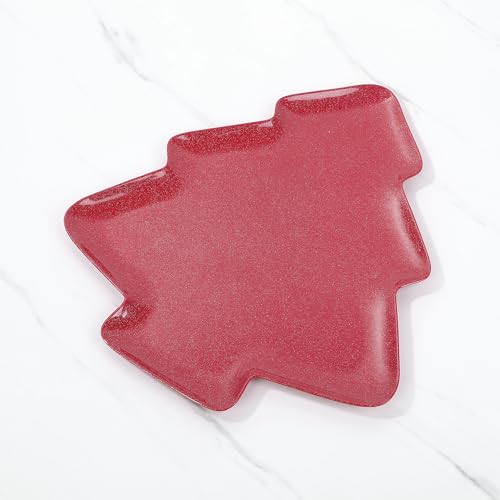UP UPware Twinkle Christmas Tree Melamine Serving Platter, Red, 16 x 14 Inch O133