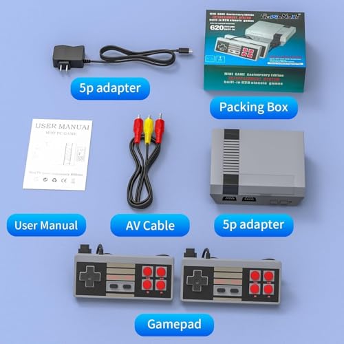 Biloxi 620 Retro Game Console, 8-Bit Mini Console with 620 Games and 2 Controllers Y17136
