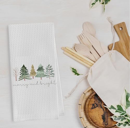 Christmas Tree Kitchen Towels - Neutral Christmas Hand Towels, 16 x 24 Inch V47794