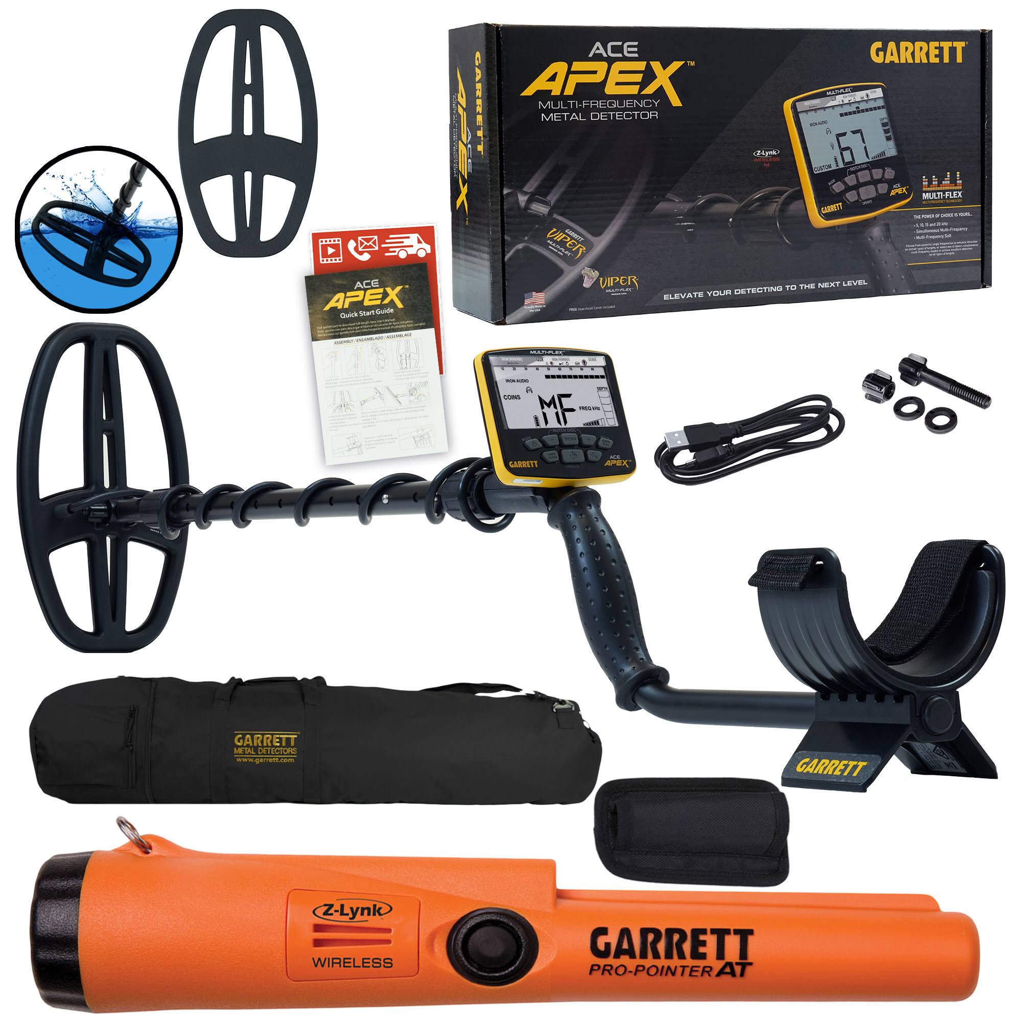 Garrett Ace Apex Metal Detector with Pro-Pointer and Carry Bag T9375