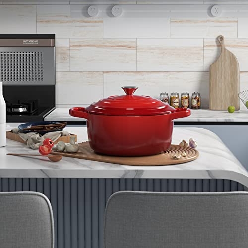 Miereirl 6 Quart Enameled Cast Iron Dutch Oven with Lid, Dark Blue P867