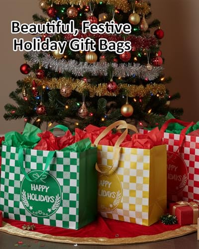 Christmas Gift Bags Assorted Sizes 12PC with Handles, Heavy Duty Non-Woven T61434