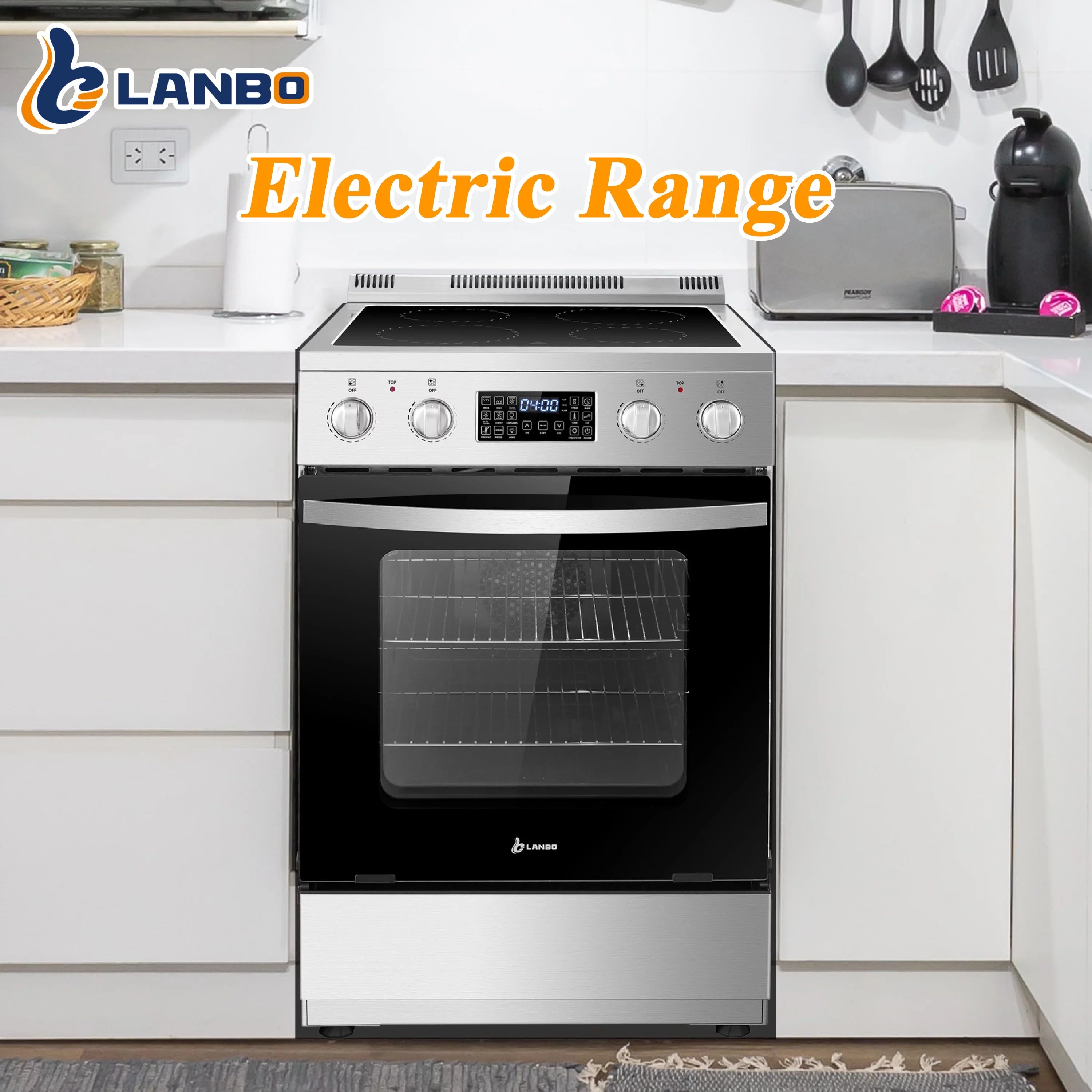 Lanbo 24 inch 2.9 Cu.ft Freestanding Electric Range with Air Fry and Convection Oven O961668