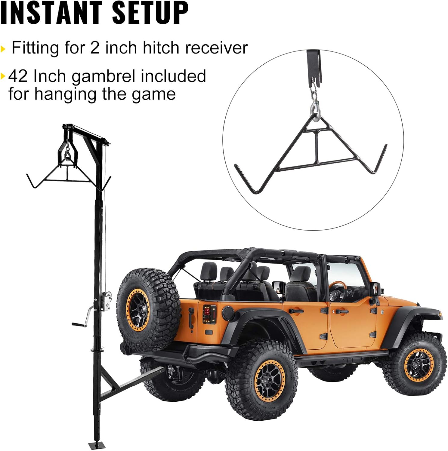 VEVOR Hitch Mounted Deer Hoist 500lbs with Winch Gambrel Set D387