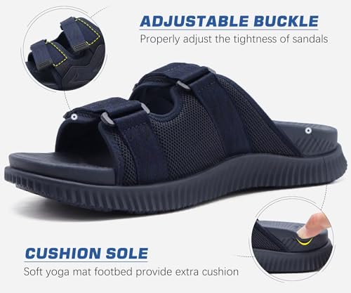 KuaiLu Men's Orthotic Sandals Athletic Recovery Slides with Arch Support Q91398