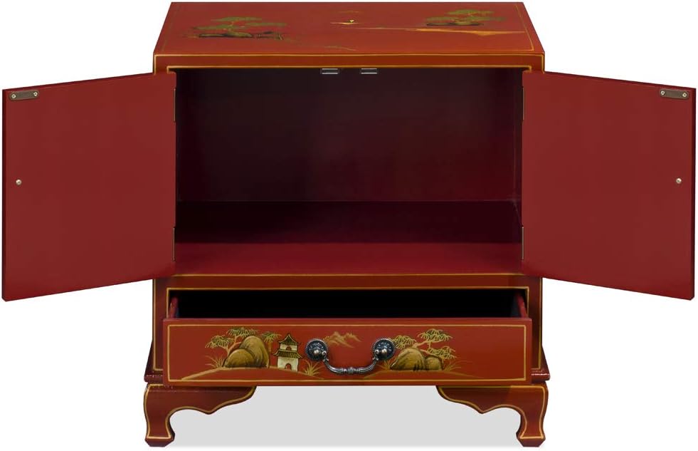 ChinaFurnitureOnline Wooden Chinese Cabinet Red Lacquer Chinoiserie C91609