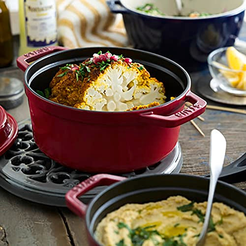 STAUB Cast Iron Dutch Oven 5.5-qt Round Cocotte, Black Matte P4487