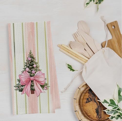 Christmas Tree Kitchen Towels - Neutral Christmas Hand Towels, 16 x 24 Inch V47794