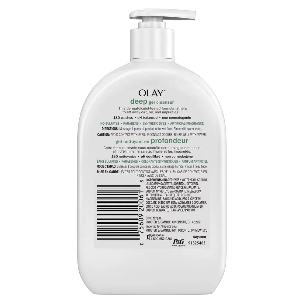 Olay Deep Gel Cleanser with Tea Tree Essential Oil, 16 Oz P9111