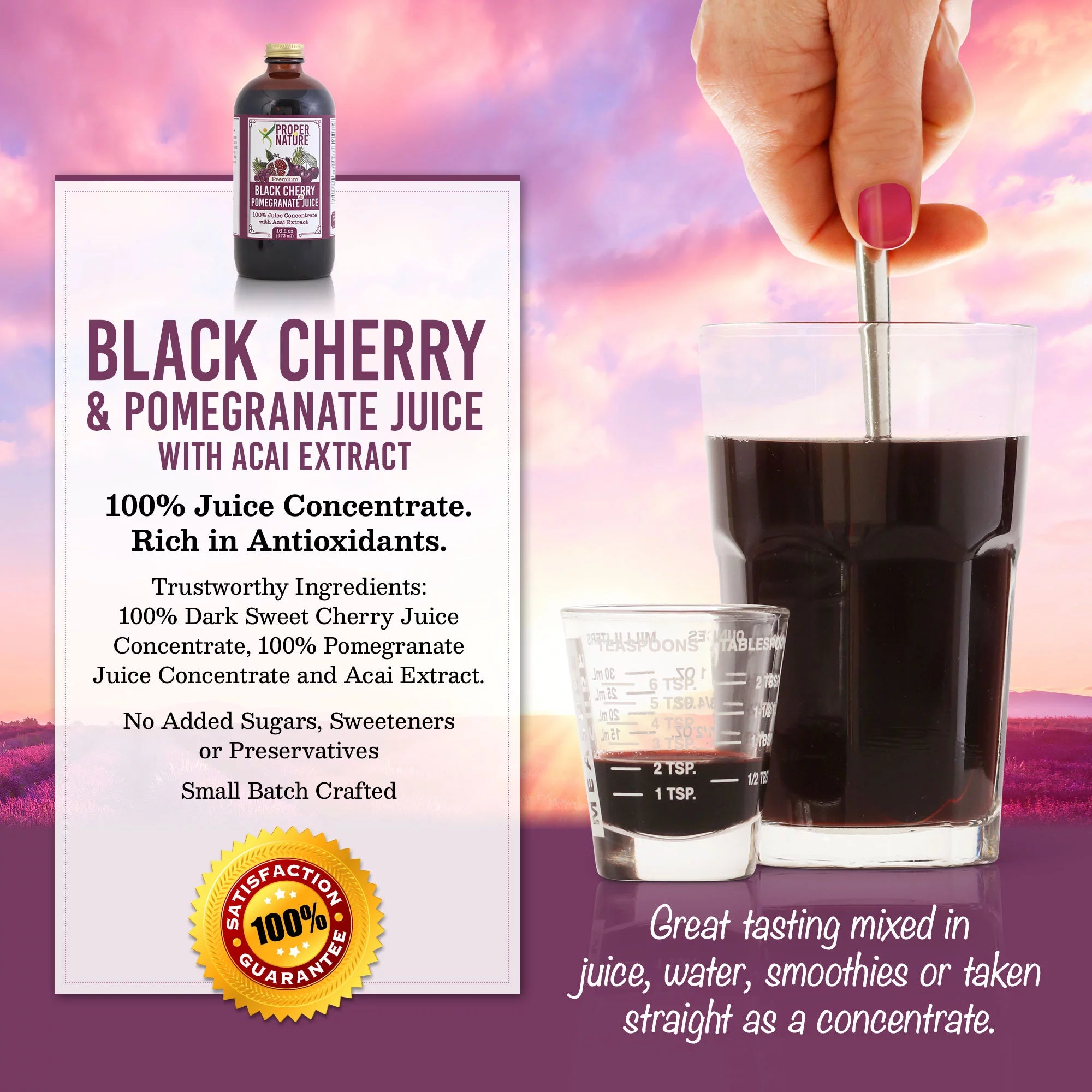 Proper by Nature Black Cherry & Pomegranate Juice Concentrate with Acai Extract Y29470