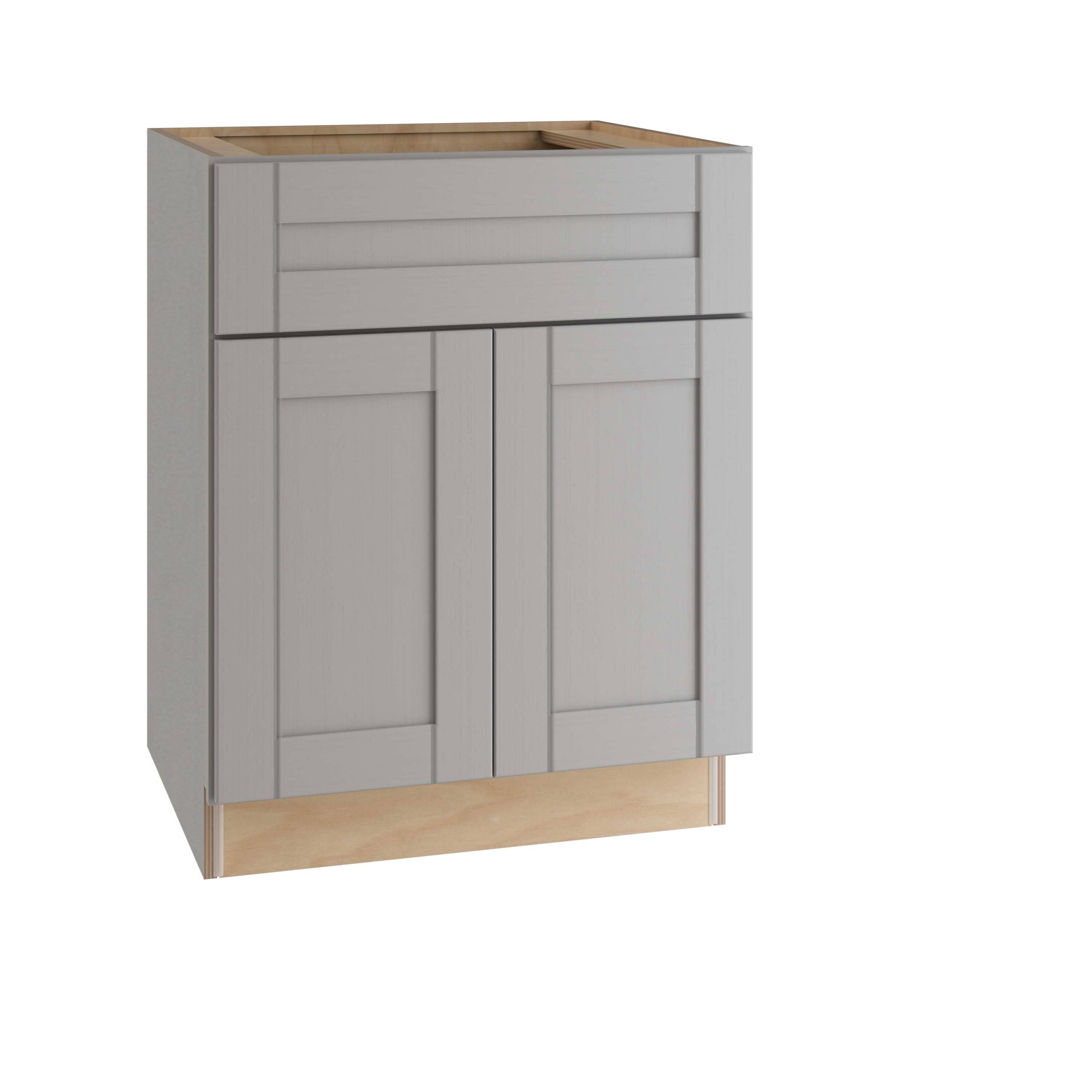 Contractor Express Cabinets SB24-XVG Veiled Gray Shaker Assembled Plywood 24 in. x 34.5 in. x 24 in. Sink Base Kitchen Cabinet w
