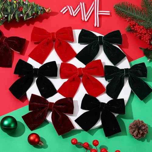 8 Pcs Velvet Hair Bows for Girls with Alligator Clips W5207