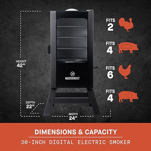 Masterbuilt 30-inch Digital Electric Vertical BBQ Smoker with Side Wood Chip Loader, Black A570