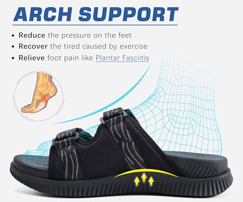 KuaiLu Men's Orthotic Sandals Athletic Recovery Slides with Arch Support Q91398