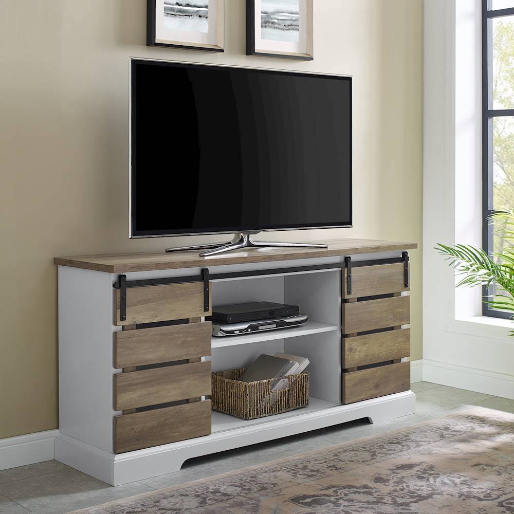 Walker Edison Rustic Farmhouse TV Stand for TVs Up to 64x22 Barnwood I494