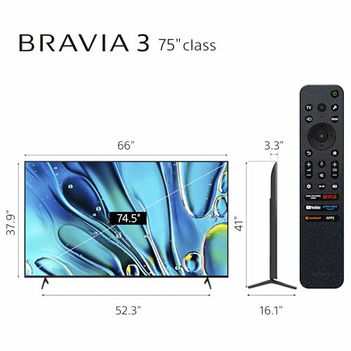 Sony 65-Inch BRAVIA 3 4K Ultra HD LED Smart TV with Google TV Dolby Vision HDR C831