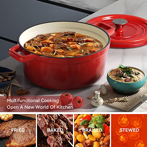 Miereirl 6 Quart Enameled Cast Iron Dutch Oven with Lid, Dark Blue P867