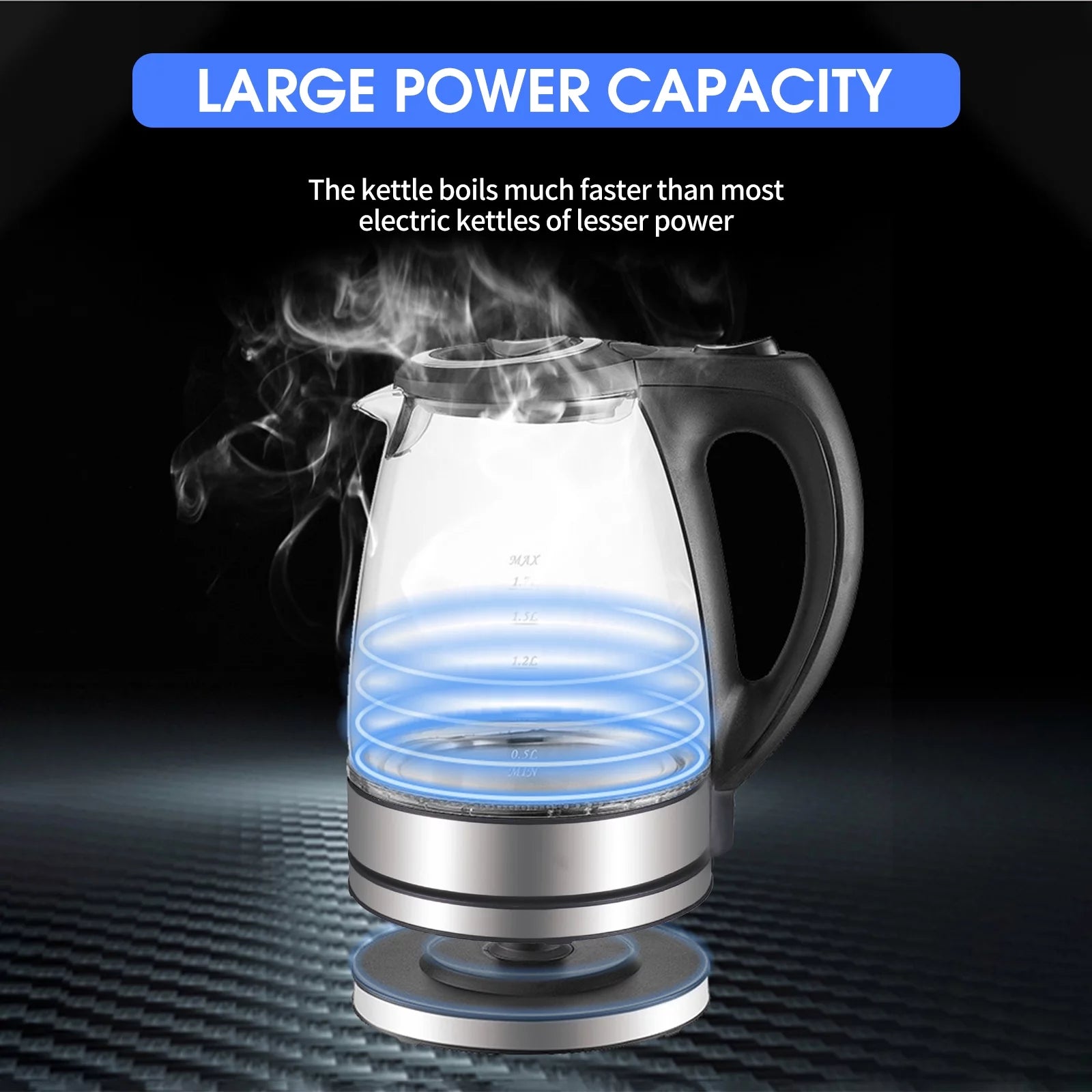 1.7L Electric Kettle 1500W Glass with Auto Shut-Off L330