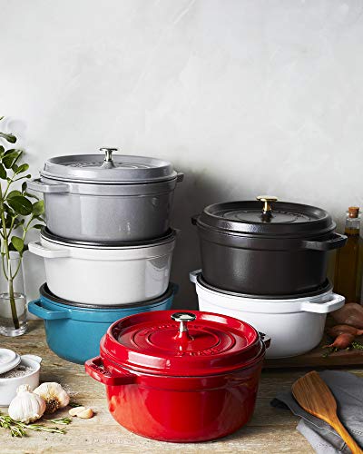 STAUB Cast Iron Dutch Oven 5.5-qt Round Cocotte, Black Matte P4487