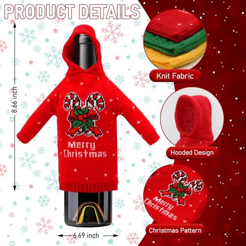 3Pcs Christmas Wine Bottle Covers Knitted Sweatshirts Holiday Party Decorations I4698