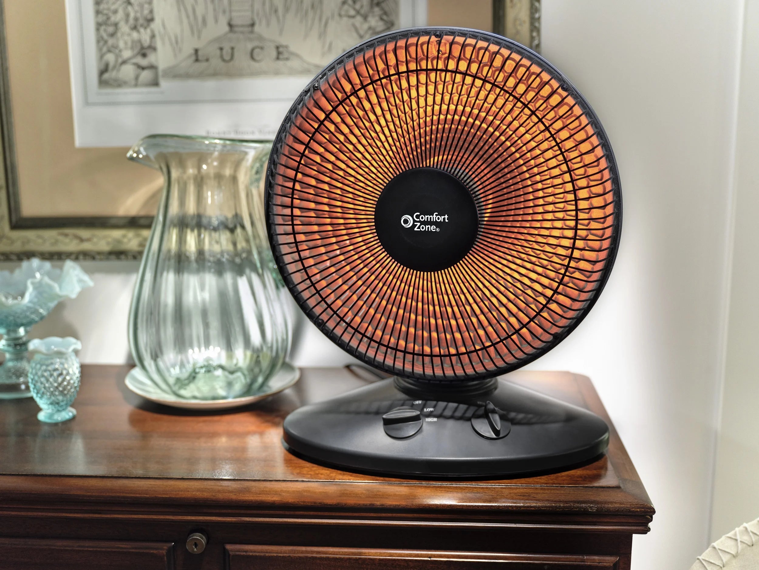 Comfort Zone 700/1000W Oscillating Parabolic Heater with Tip-Over Protection Z34043