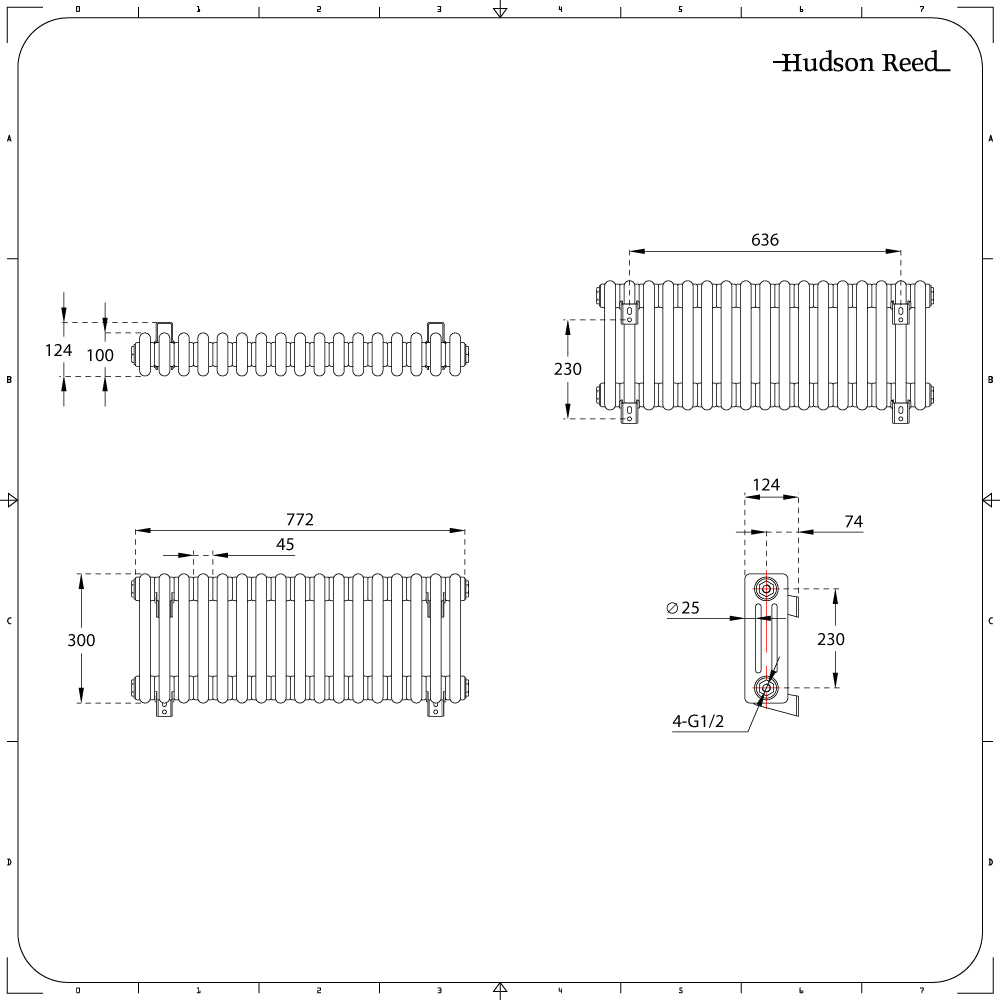 Regent Electric Raw Metal Lacquered Horizontal 3-Column Cast-Iron Style Radiator R612673