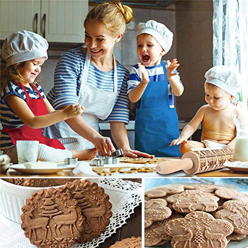 Christmas Wooden Reindeer Embossing Rolling Pin for Baking L5839