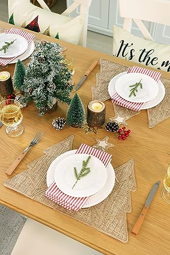 Snowflake Burlap Christmas Placemats Set of 4 for Round Table H634