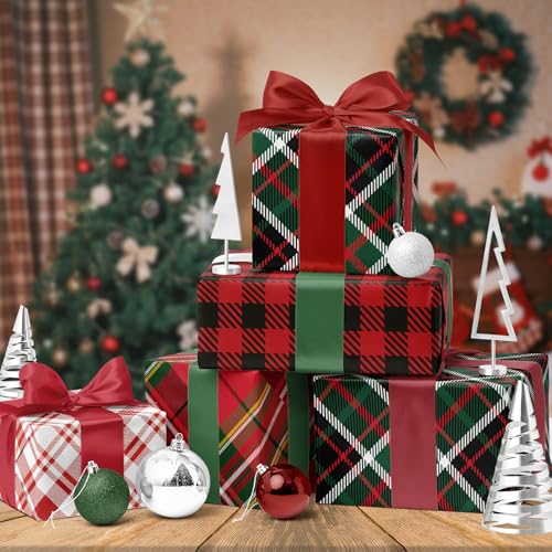 BIOBROWN Reversible Kraft Christmas Wrapping Paper Jumbo Roll 30 Inch x 33 Feet Vintage Trucks Design E340325