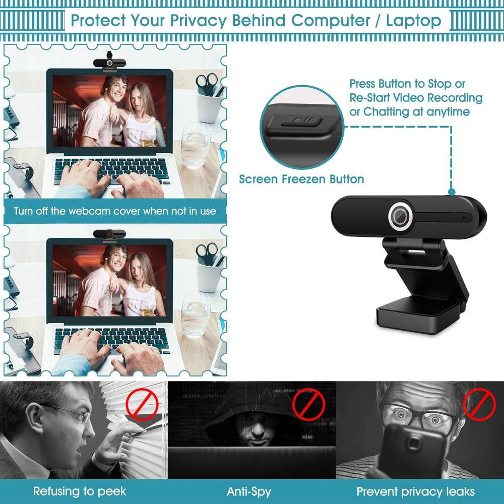 4K Webcam with Microphone and Privacy Cover, 2 Pack O6856