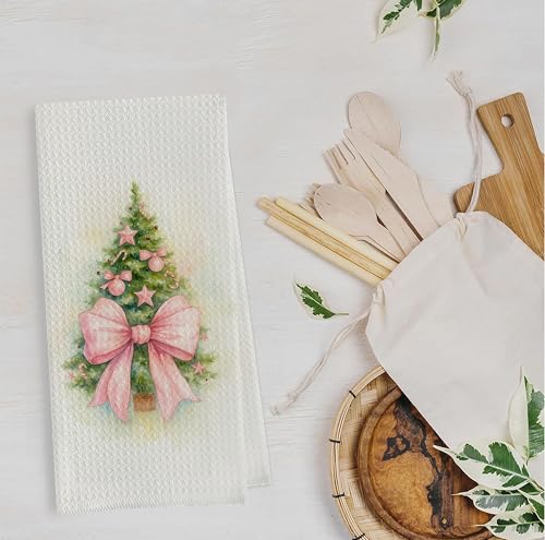 Christmas Tree Kitchen Towels - Neutral Christmas Hand Towels, 16 x 24 Inch V47794
