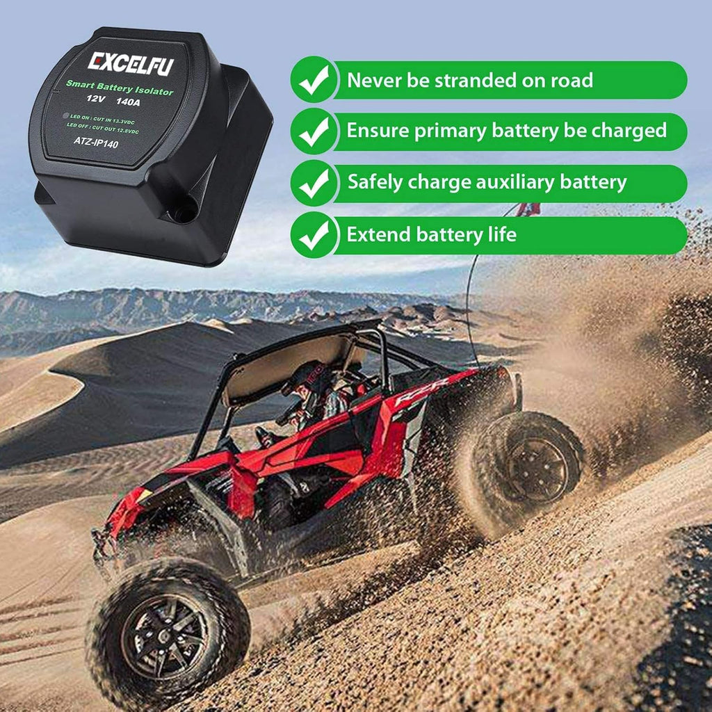 EXCELFU Dual Battery Isolator Kit 12V 140 Amp for UTV, Marine, Truck, RV C34523