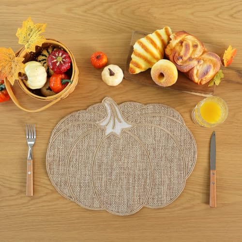Snowflake Burlap Christmas Placemats Set of 4 for Round Table H634
