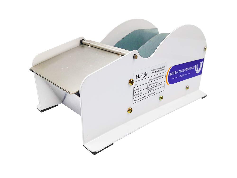 Elepa Water Activated Tape Dispenser- Manual Kraft Tape Dispenser,3.5-Inch Wide,Ideal for Low-Volume Carton Sealing by Non-Fiberglass Water-Activated Kraft Tape