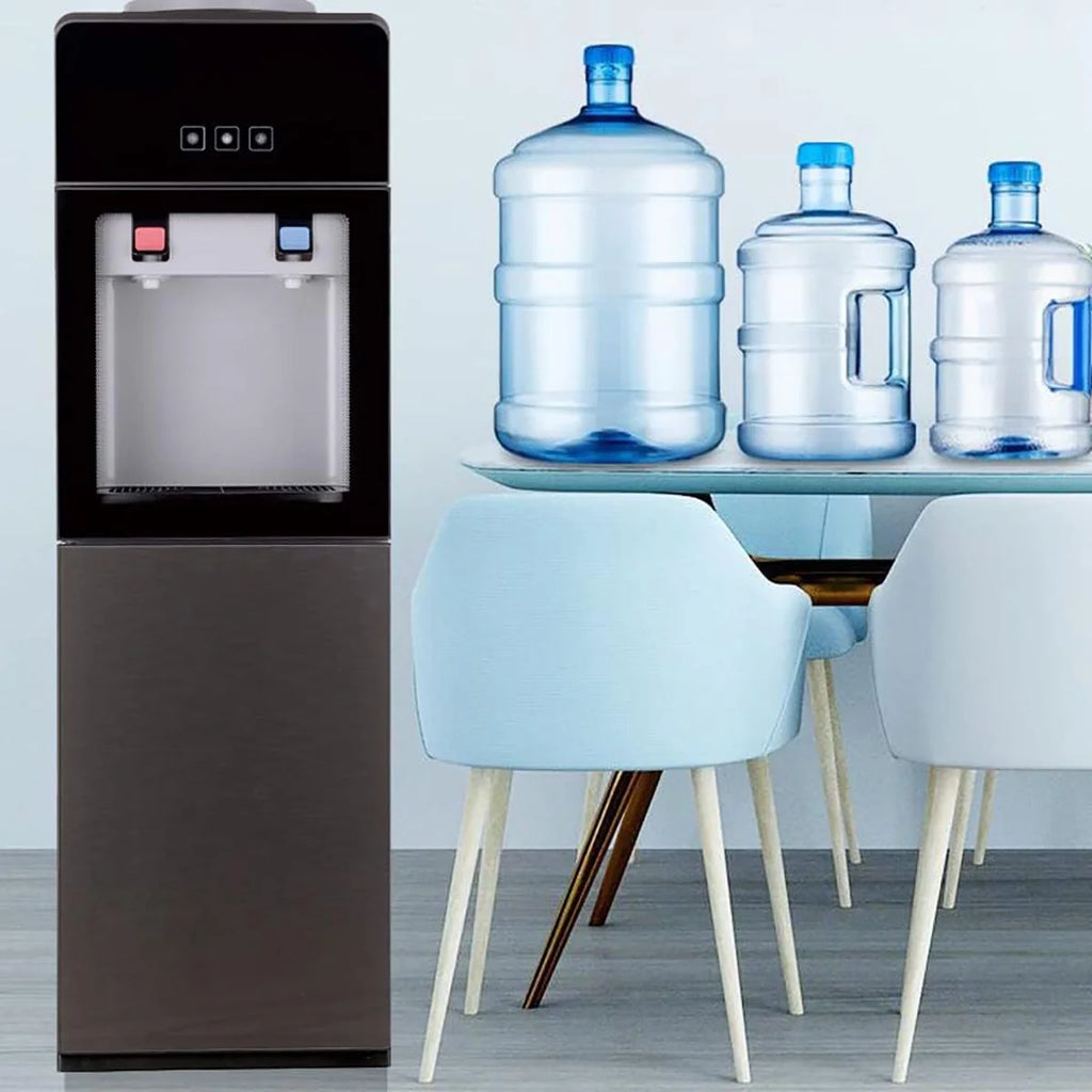 Top-Loading Water Dispenser for 5 Gallon Bottles, Hot & Cold Water Cooler with Storage Cabinet, Gray G656226