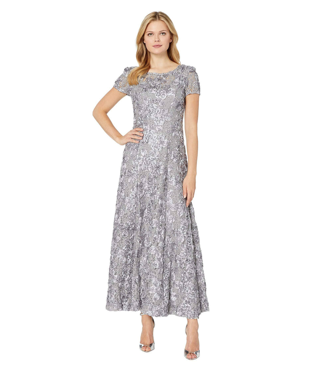 Alex Evenings Rosette A-Line Gown - Dove