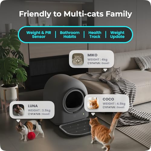 TYPro Self Cleaning Cat Litter Box Automatic with APP Control Dark Grey E189