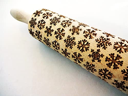Embossing Rolling Pin with Christmas Symbols for Gingerbread Cookies W48955