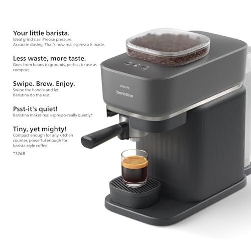Philips Baristina Espresso Machine, Compact, 16 Bar Pump Pressure, Black B155