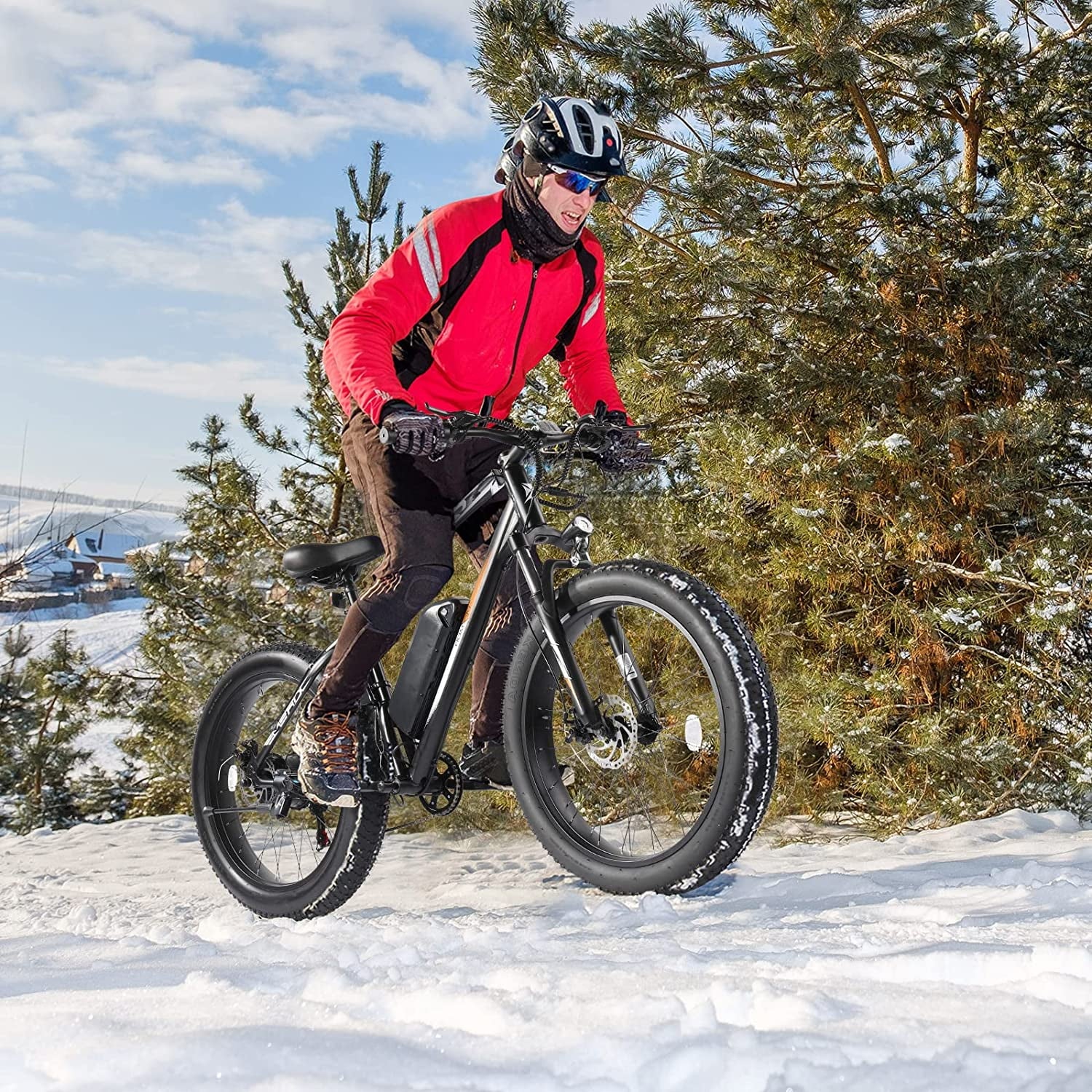 PEXMOR Electric Bike for Adult 500W 26" Fat Tire Mountain EBike 48V 13AH Removable Battery W14589