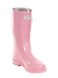 forever young women's pink rubber 11-inch mid-calf rain boots