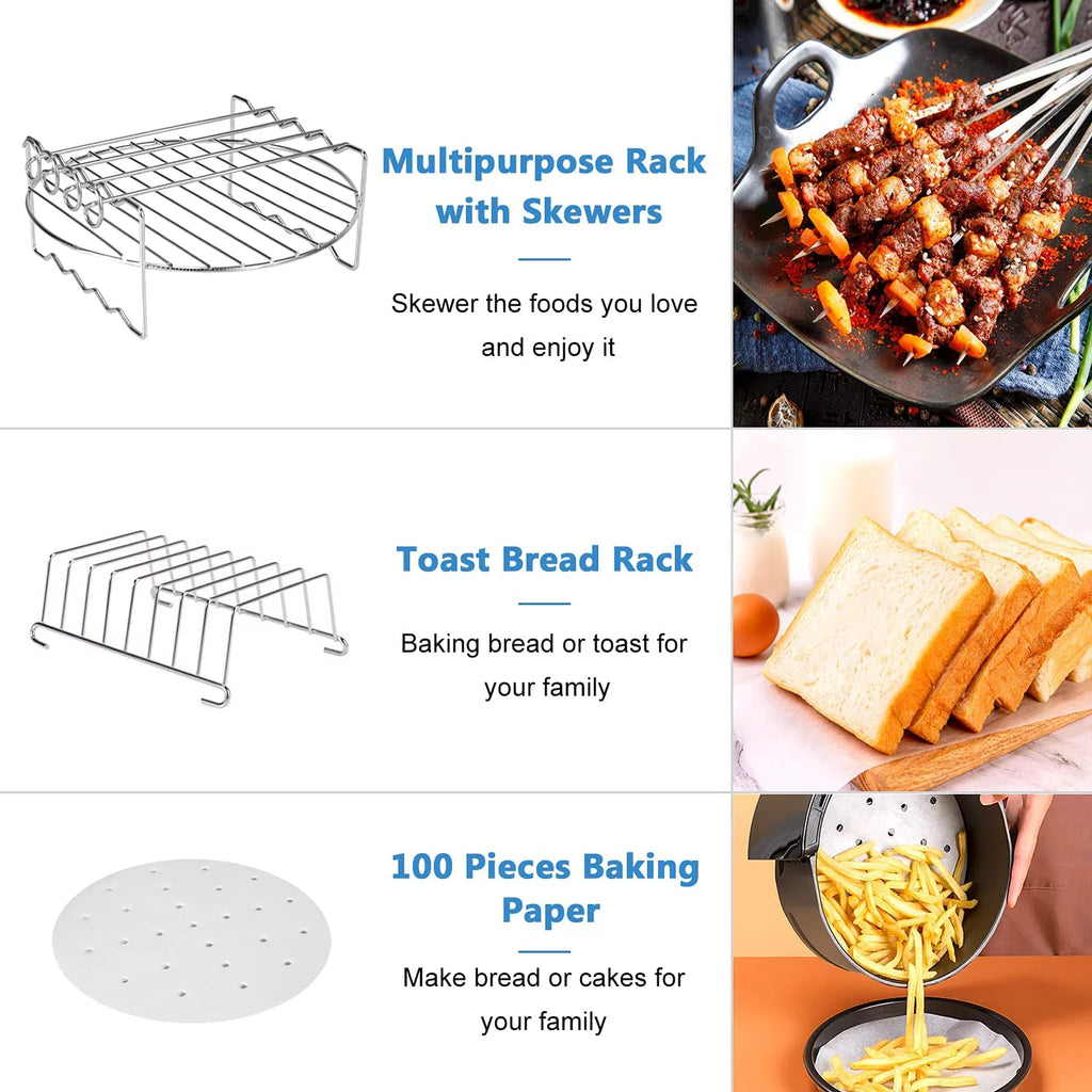 SHANNA BBQ Tools Air Fryer Accessories with Storage Bag for 3.7QT-6.8QT J104124