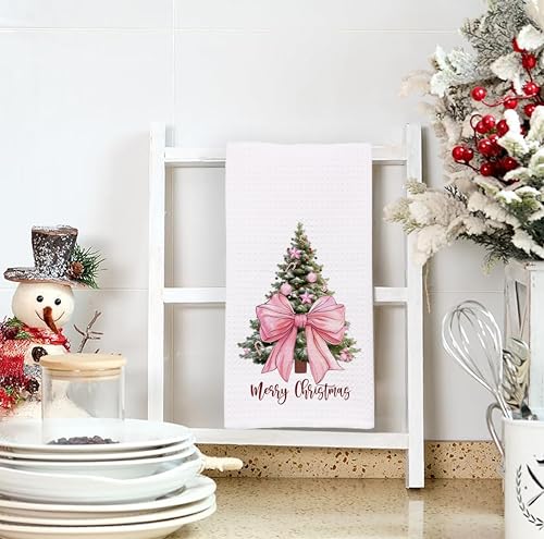 Christmas Tree Kitchen Towels - Neutral Christmas Hand Towels, 16 x 24 Inch V47794