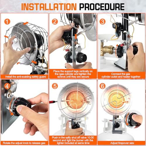 Single Tank Top Propane Radiant Heater 18,000 BTU Portable with 3 Heating Modes Y91402